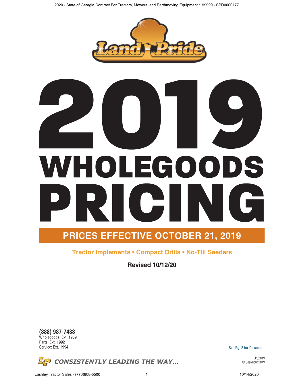 Prices Effective October 21, 2019