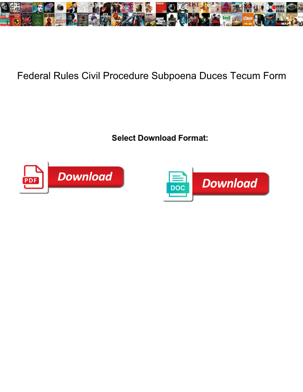 Federal Rules Civil Procedure Subpoena Duces Tecum Form