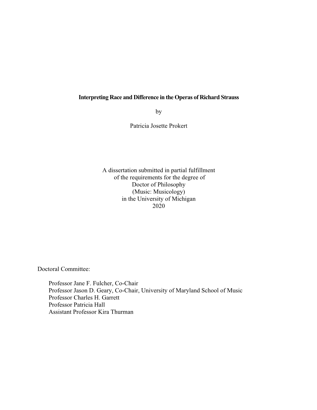 Interpreting Race and Difference in the Operas of Richard Strauss By