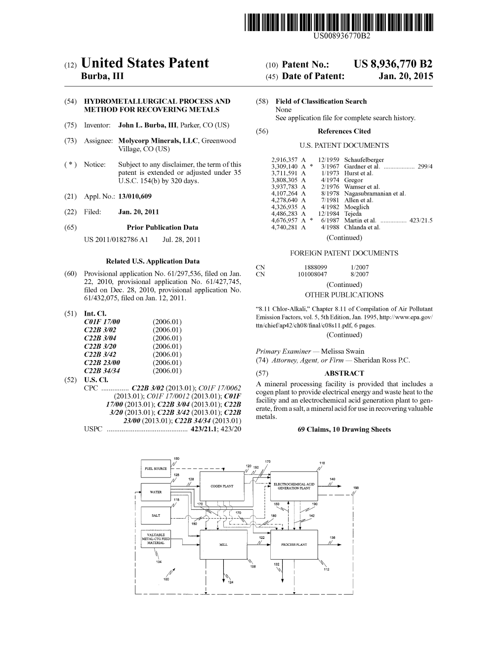 (12) United States Patent (10) Patent No.: US 8,936,770 B2 Burba, III (45) Date of Patent: Jan