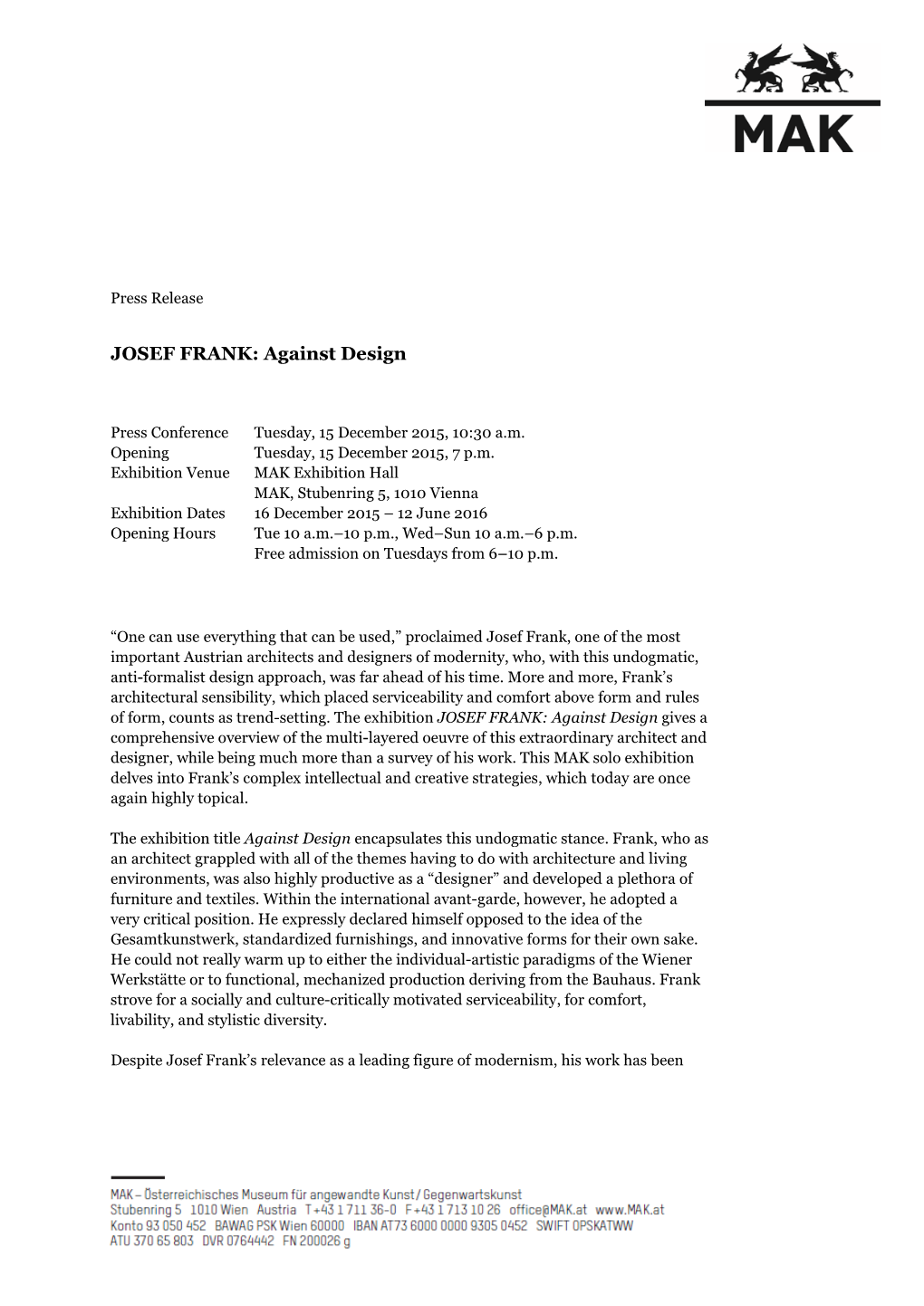 JOSEF FRANK: Against Design