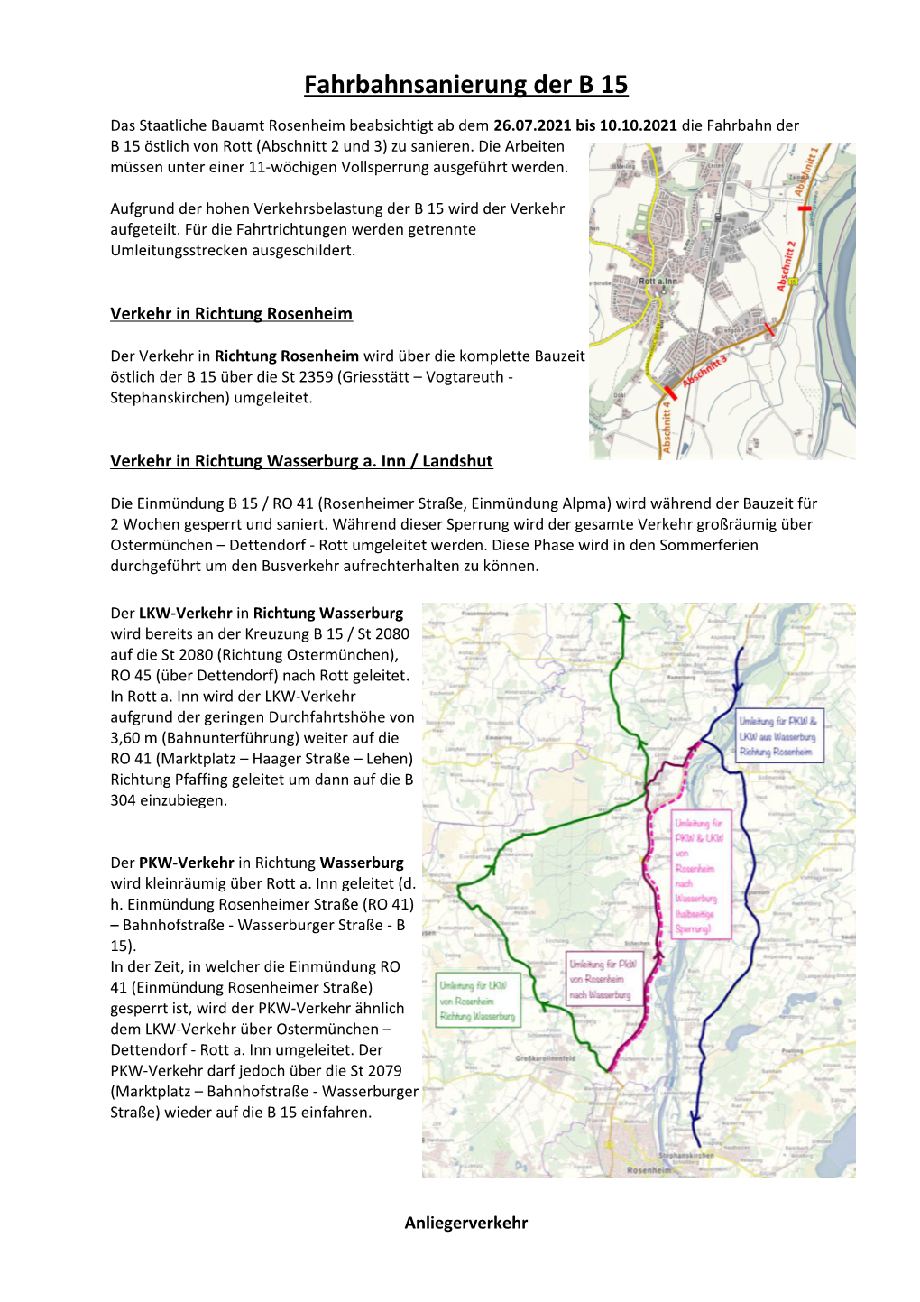 Fahrbahnsanierung Der B 15