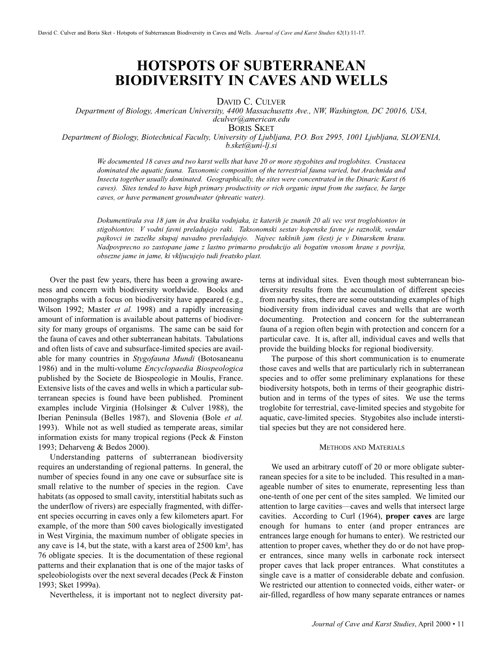 Hotspots of Subterranean Biodiversity in Caves and Wells