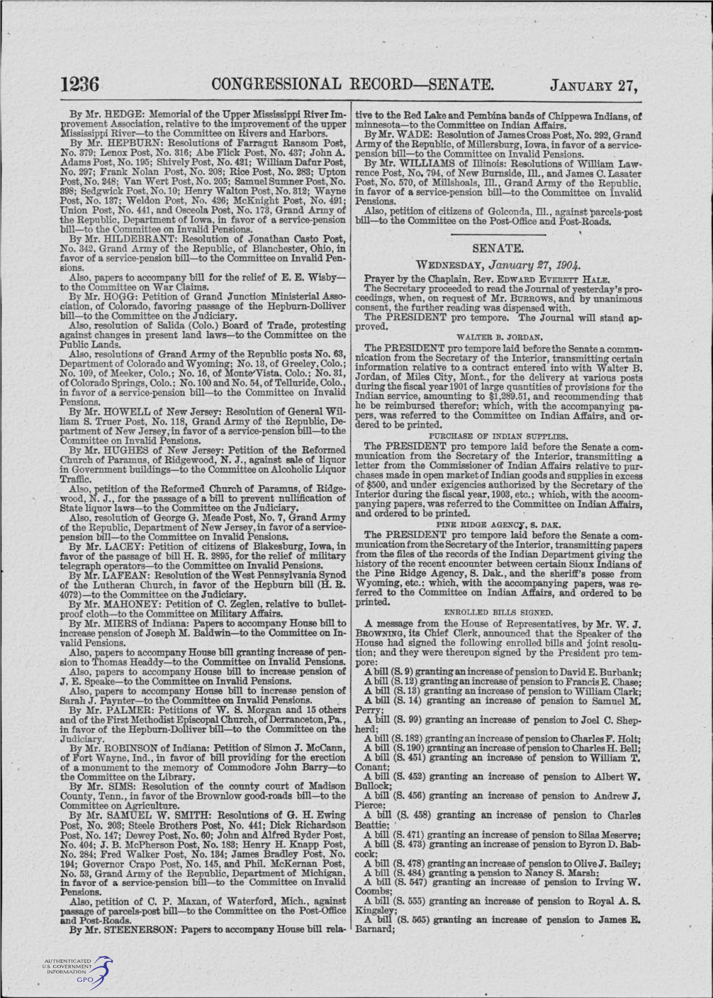 Congressional Record-Senate. January 27