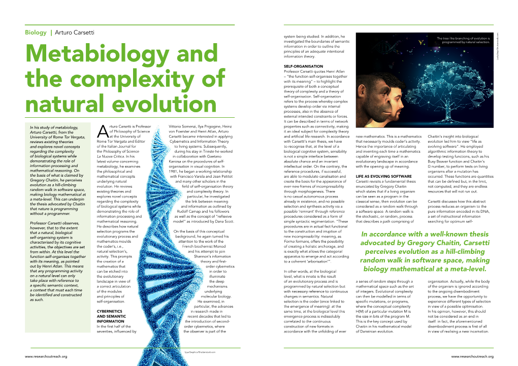 Metabiology and the Complexity of Natural Evolution