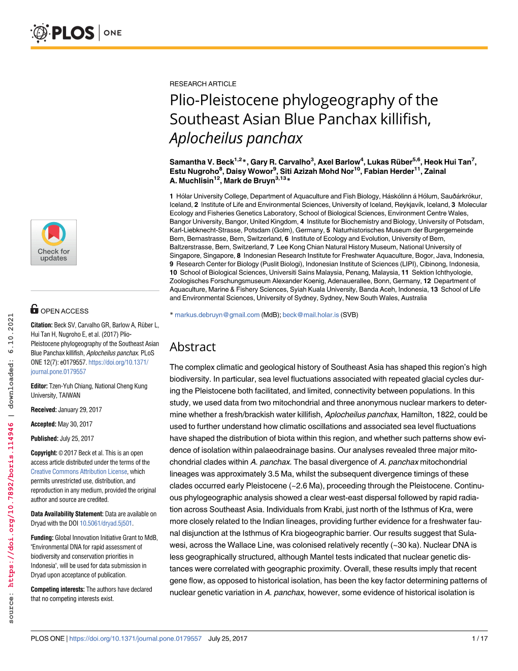 Plio-Pleistocene Phylogeography of the Southeast Asian Blue