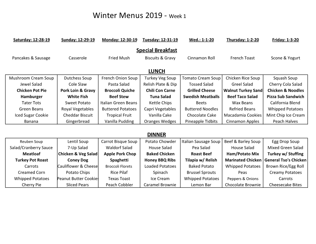 Download the Winter Menus