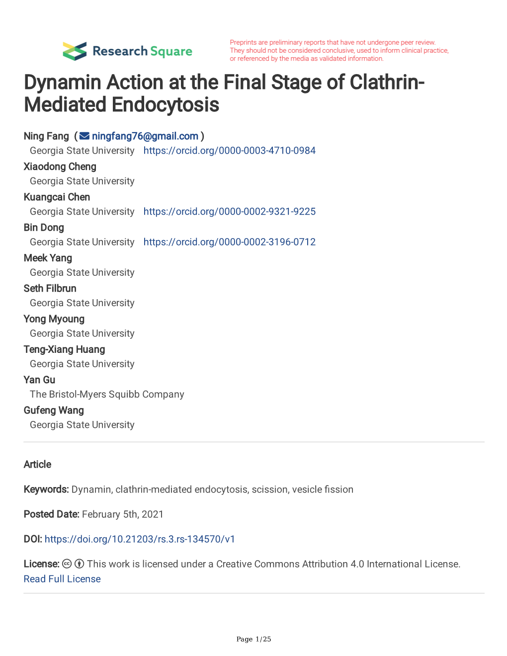 Dynamin Action at the Final Stage of Clathrin- Mediated Endocytosis