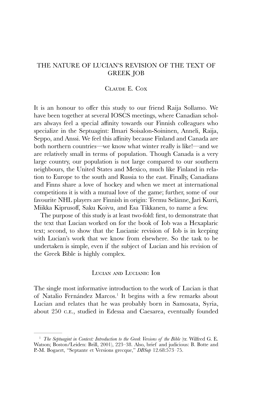 The Nature of Lucian's Revision of the Text Of