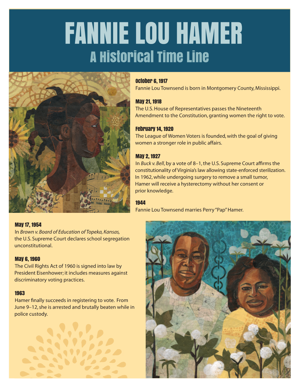 FANNIE LOU HAMER a Historical Time Line