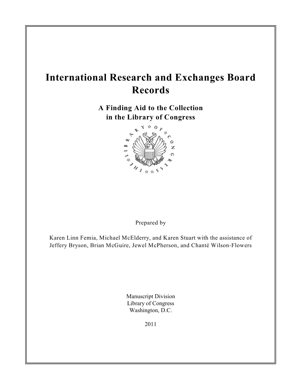 International Research and Exchanges Board Records