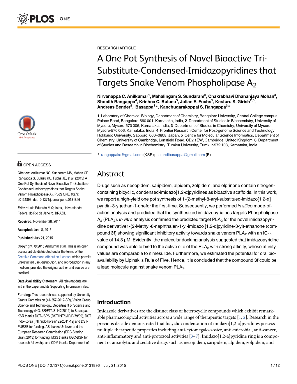 A One Pot Synthesis of Novel Bioactive Tri-Substitute-Condensed