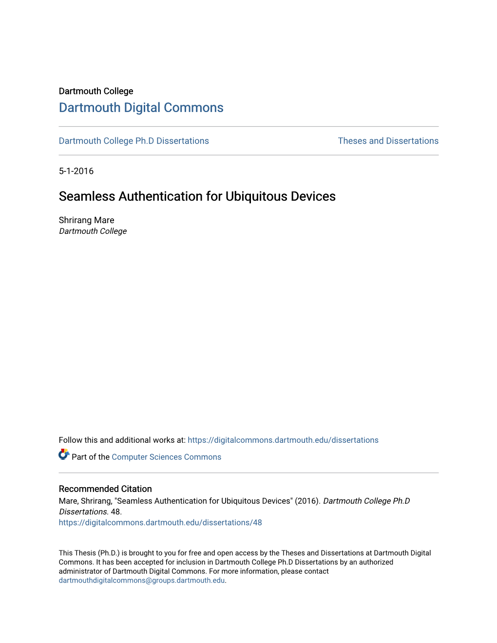 Seamless Authentication for Ubiquitous Devices