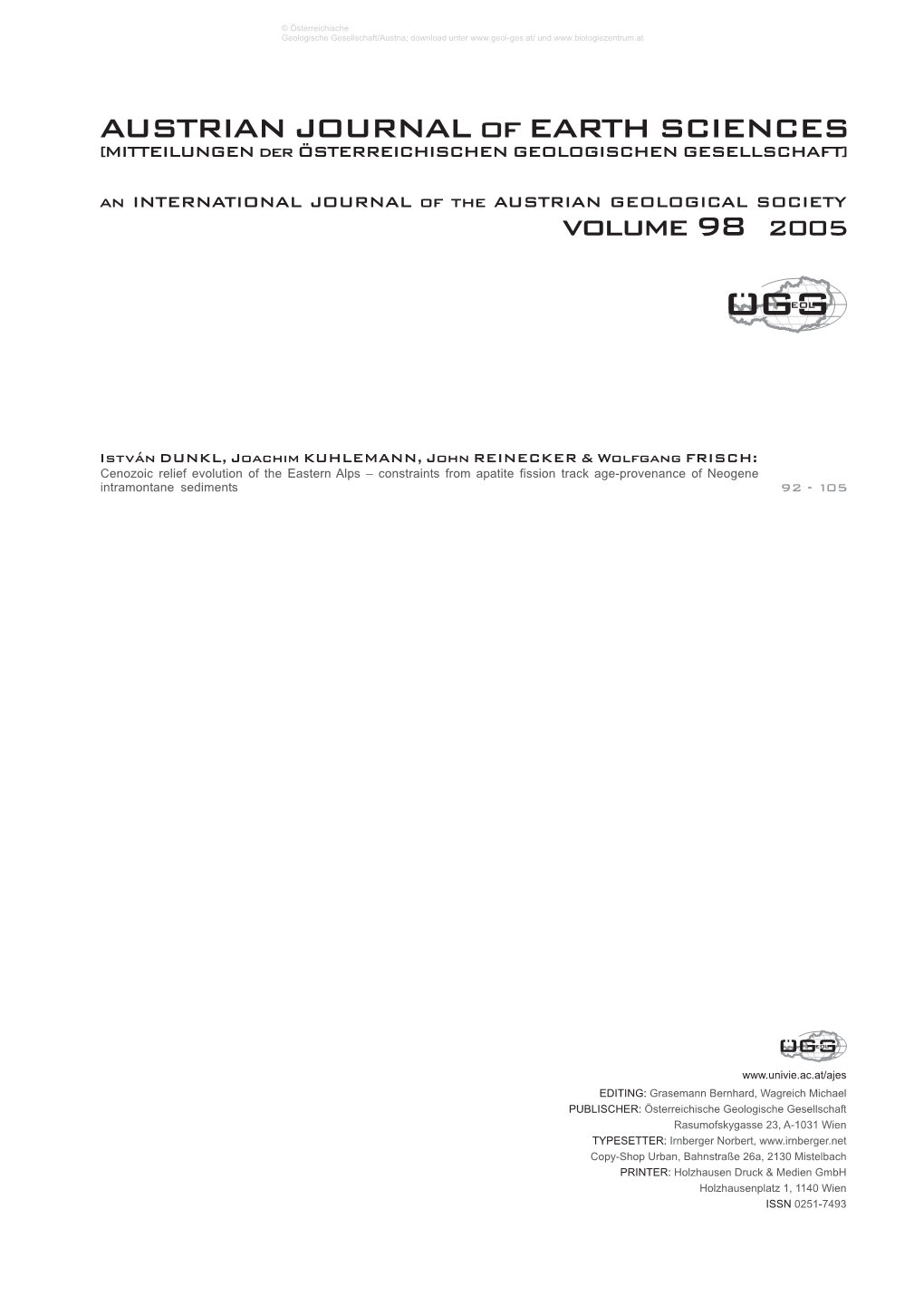 AUSTRIAN JOURNAL of EARTH SCIENCES Volume 98 2005