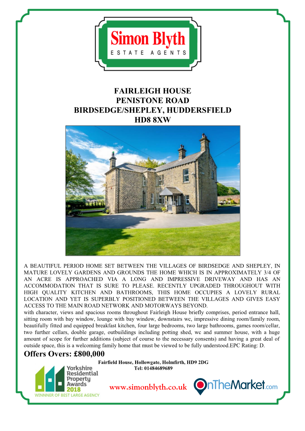 Fairleigh House Penistone Road Birdsedge/Shepley, Huddersfield Hd8 8Xw