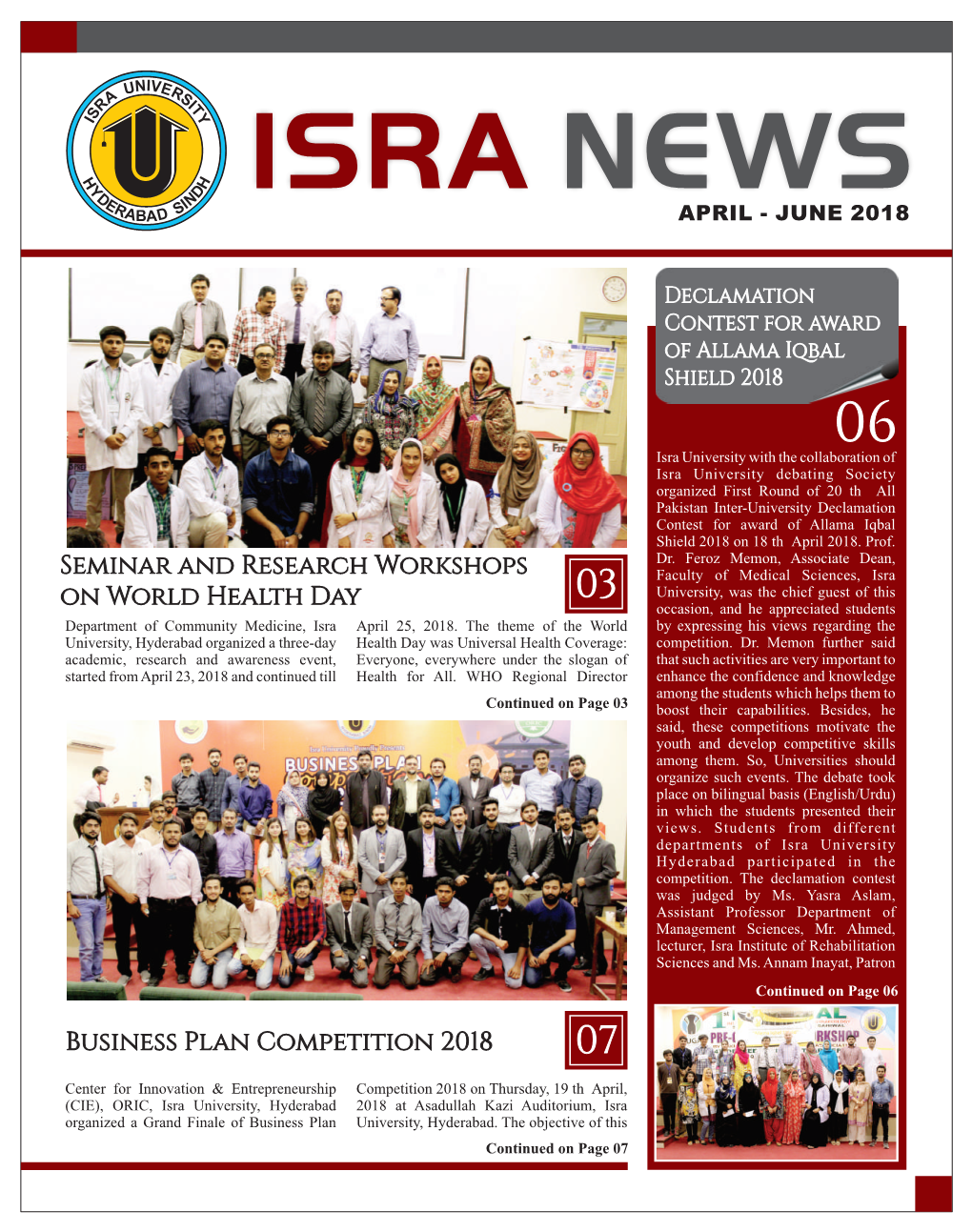 Isra News April to June 2018