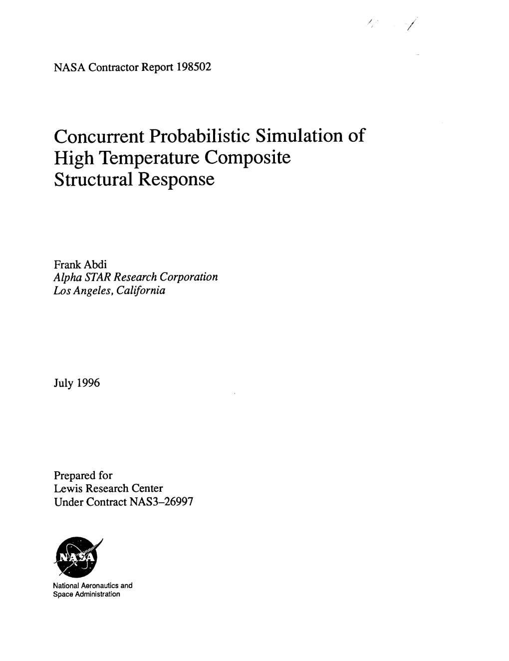 Concurrent Probabilistic Simulation of High Temperature Composite Structural Response