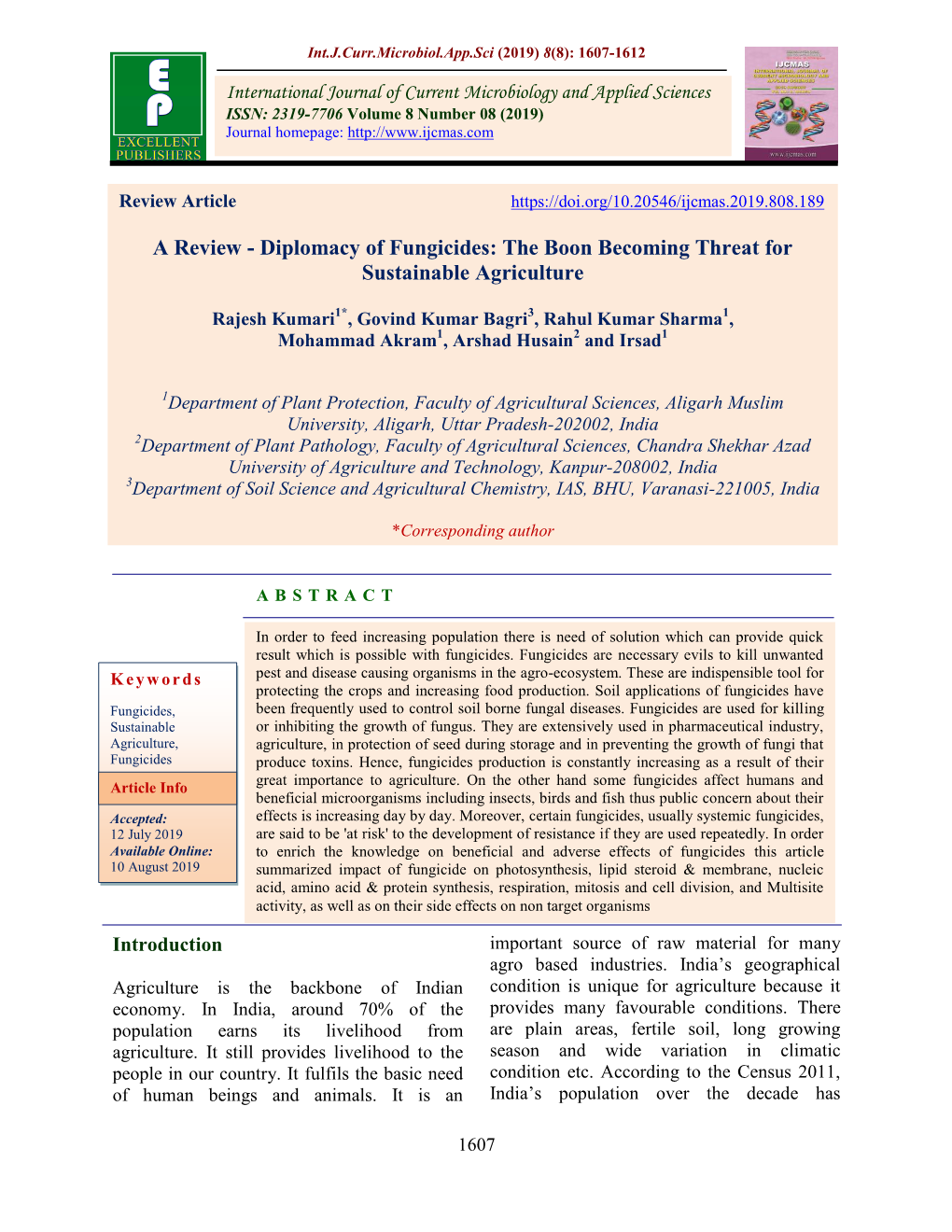 Diplomacy of Fungicides: the Boon Becoming Threat for Sustainable Agriculture