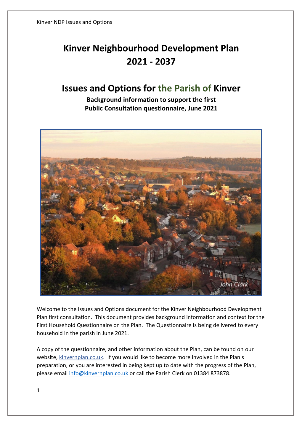 Kinver NDP Issues and Options