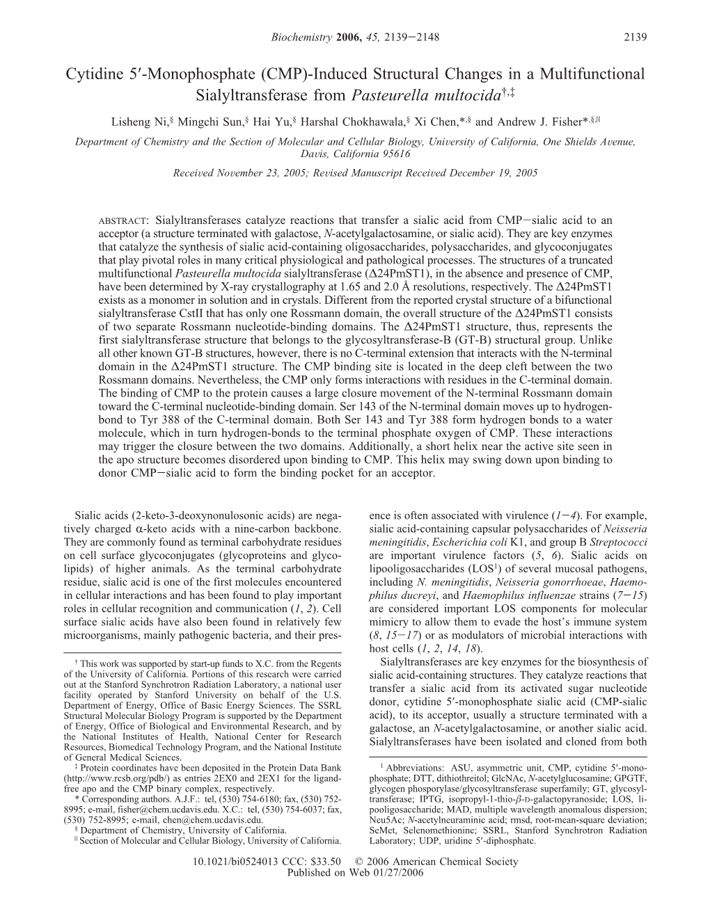 Induced Structural Changes in a Multifunctional Sialyltransferase