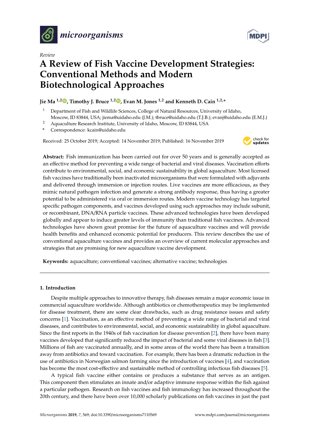 A Review of Fish Vaccine Development Strategies: Conventional Methods and Modern Biotechnological Approaches