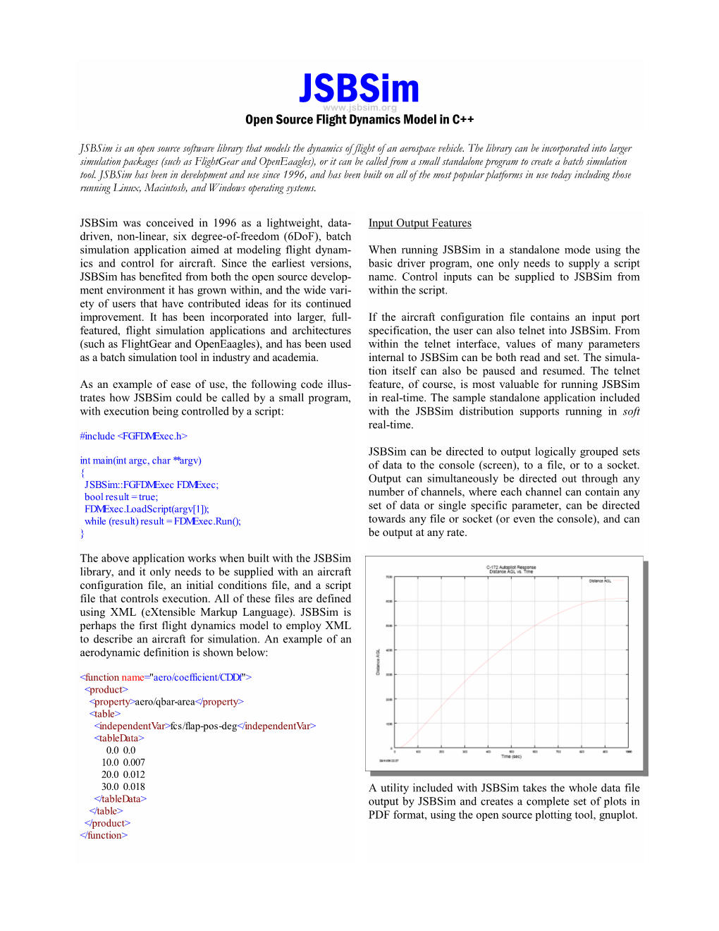 Jsbsim Open Source Flight Dynamics Model in C++