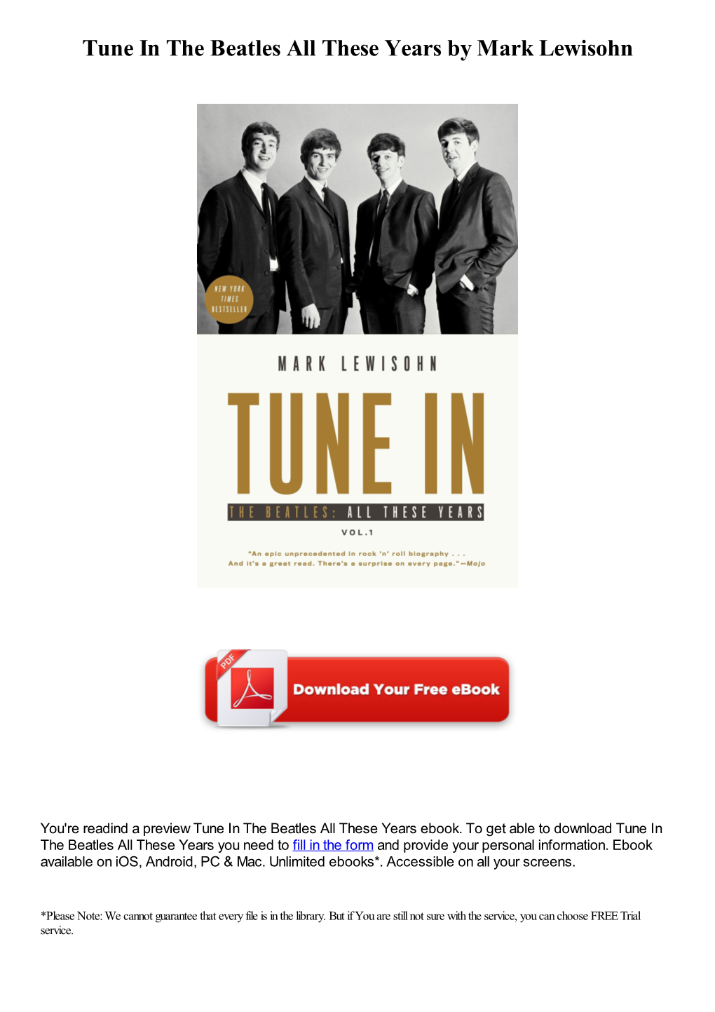 Tune in the Beatles All These Years by Mark Lewisohn