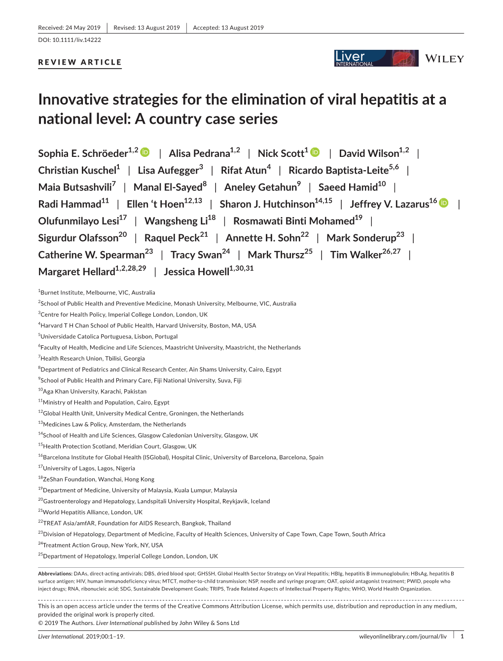 Innovative Strategies for the Elimination of Viral Hepatitis at a National Level: a Country Case Series