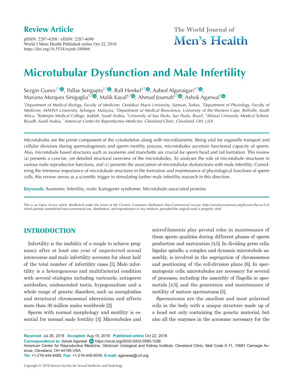 Microtubular Dysfunction and Male Infertility