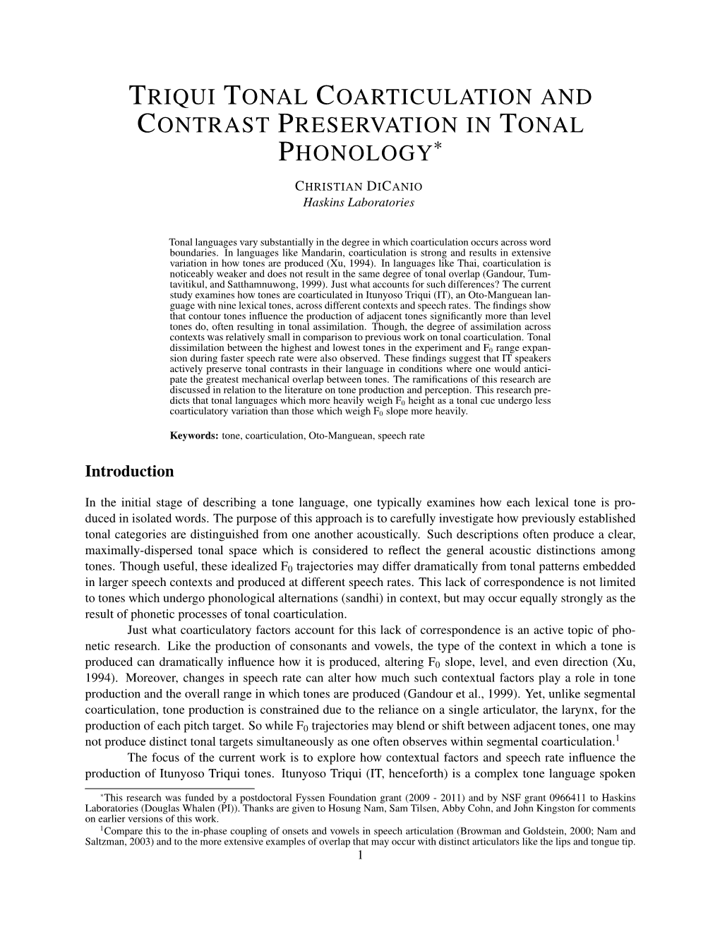 Triqui Tonal Coarticulation and Contrast Preservation in Tonal Phonology∗