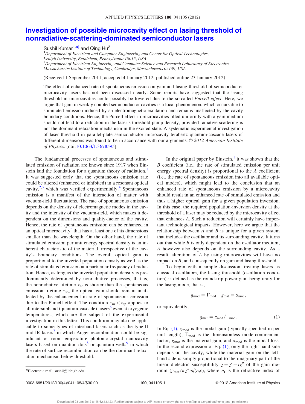 Investigation of Possible Microcavity Effect on Lasing Threshold Of