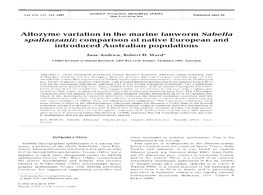 Allozyme Variation in the Marine Fanworm Sabella Spallanzanii: Comparison of Native European and Introduced Australian Populations