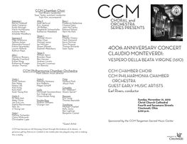 400Th ANNIVERSARY CONCERT CLAUDIO MONTEVERDI