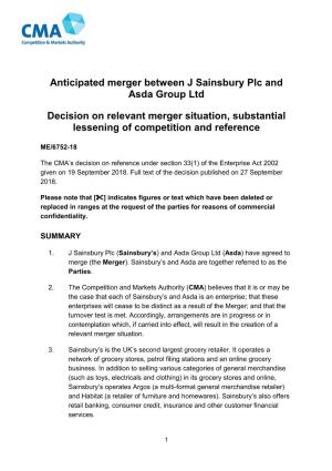 Decision on Relevant Merger Situation, Substantial Lessening of Competition and Reference