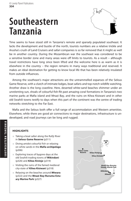 SOUTHEASTERN TANZANIA Developed, Androadjourneyscanbelongrugged