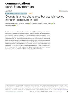 Cyanate Is a Low Abundance but Actively Cycled Nitrogen Compound in Soil