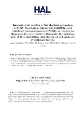 Klonowska18 Transcriptomic Profiling of Mimosa Symbionts.Pdf