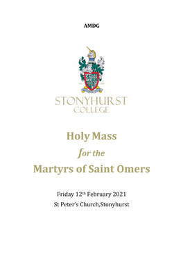 Saint Omers Martyrs Mass Booklet