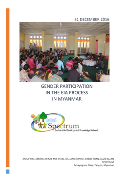 Gender Participation in the Eia Process in Myanmar