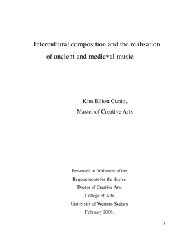 Intercultural Composition and the Realisation of Ancient and Medieval Music