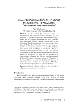 Female Religious Authority, Religious Minority and The