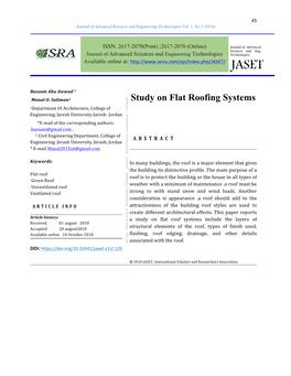 Study on Flat Roofing Systems
