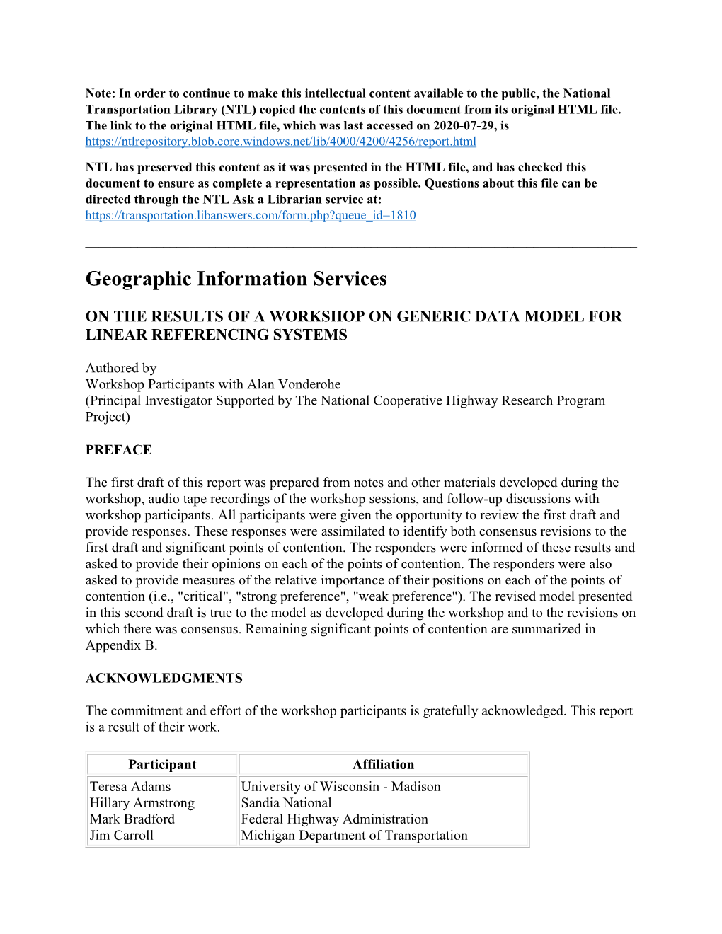 Geographic Information Services