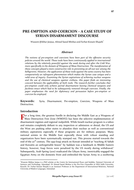 Pre-Emption and Coercion – a Case Study of Syrian Disarmament Discourse