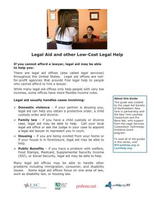 Legal Aid and Other Low-Cost Legal Help
