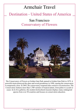 Armchair Travel Destination - United States of America San Francisco Conservatory of Flowers
