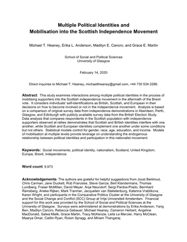 Multiple Political Identities and Mobilisation Into the Scottish Independence Movement
