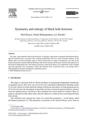 Symmetry and Entropy of Black Hole Horizons