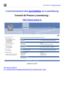 L'environnement Des Journalistes Au Luxembourg Conseil De Presse Luxembourg