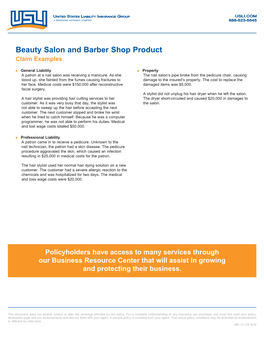 Beauty Salon and Barber Shop Product Claim Examples